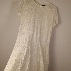 Apt. 9 Women's Ivory Cream‎ Lace Fit & Flare Short Sleeve Dress Size